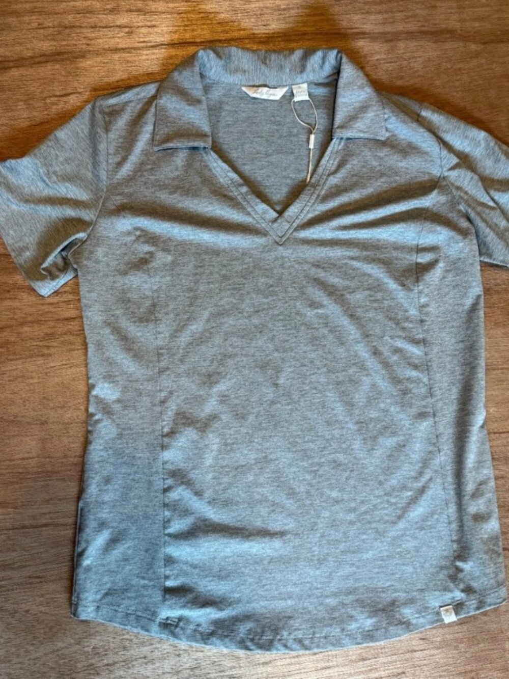 Lady Hagen Essential V-Neck Golf Polo Heather Gray Small NWT
